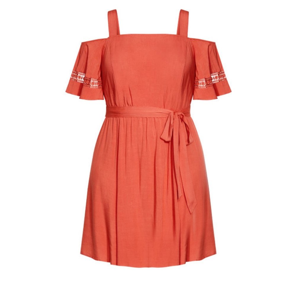 CITY CHIC Rust Cold-Shoulder Dress - Plus Size 24 NWOT - Picture 4 of 9